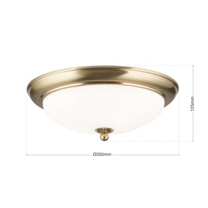 Lámpara de techo EMPIRA 2xE27/40W/230V diámetro 35,5 cm latón