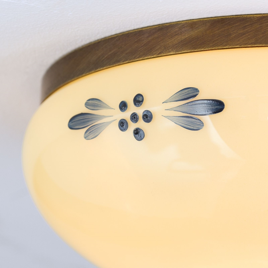 Lámpara de techo LANDHAUS 1xE27/60W/230V Ø 21 cm, bronce/beige/azul