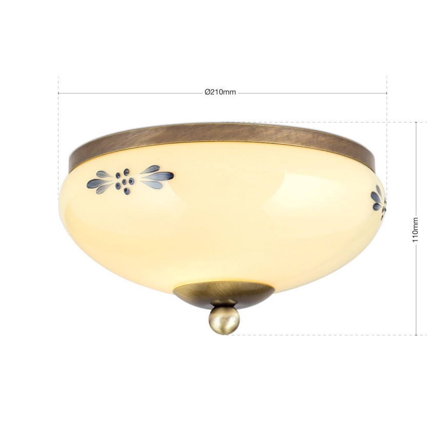 Lámpara de techo LANDHAUS 1xE27/60W/230V Ø 21 cm, bronce/beige/azul