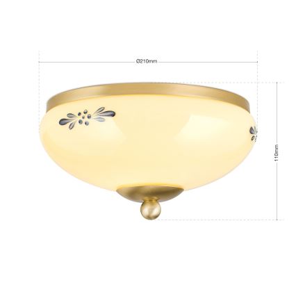 Lámpara de techo LANDHAUS 1xE27/60W/230V Ø 21 cm latón/beige/azul