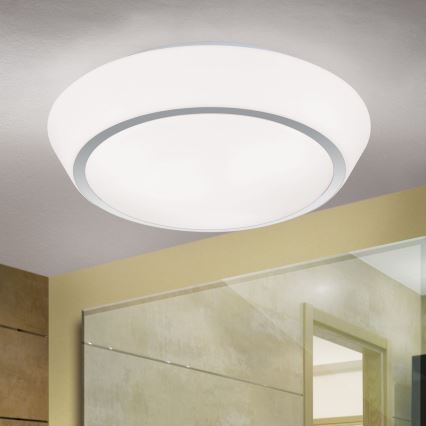Lámpara de techo para baño TENA 3x E27 60 W 230 V Ø 38 cm IP44 blanca