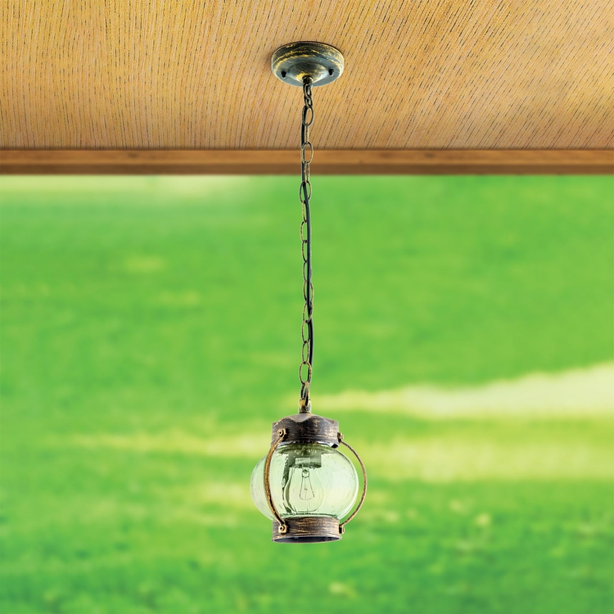 Lámpara colgante para exterior TAVERNA 1xE27/60W/230V IP23 bronce/pátina