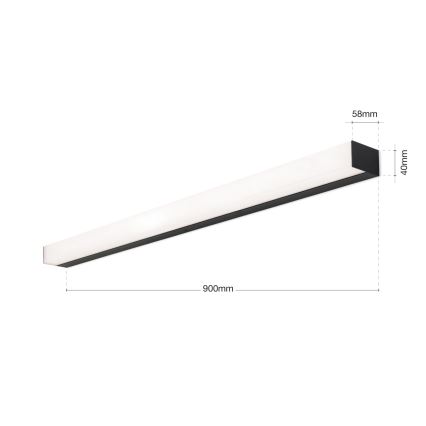 Iluminación LED para espejos de baño HORIZON LED/18W/230V 3000/4000K 90 cm IP44 negro