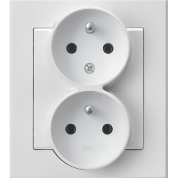 Ospel - Enchufe doble doméstico con marco 230V SONATA blanco