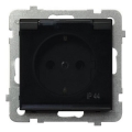 Ospel - Toma de corriente exterior para uso doméstico Schuko sin marco 230V SONATA IP44 negra