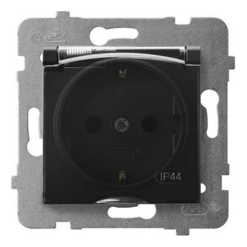 Ospel - Toma de corriente exterior para vivienda sin marco SHUKO 230V ARIA IP44 negra