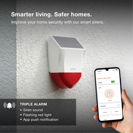 Osram - Alarma solar para exteriores SMART+ 5V IP65 Wi-Fi