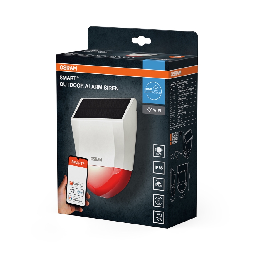 Osram - Alarma solar para exteriores SMART+ 5V IP65 Wi-Fi