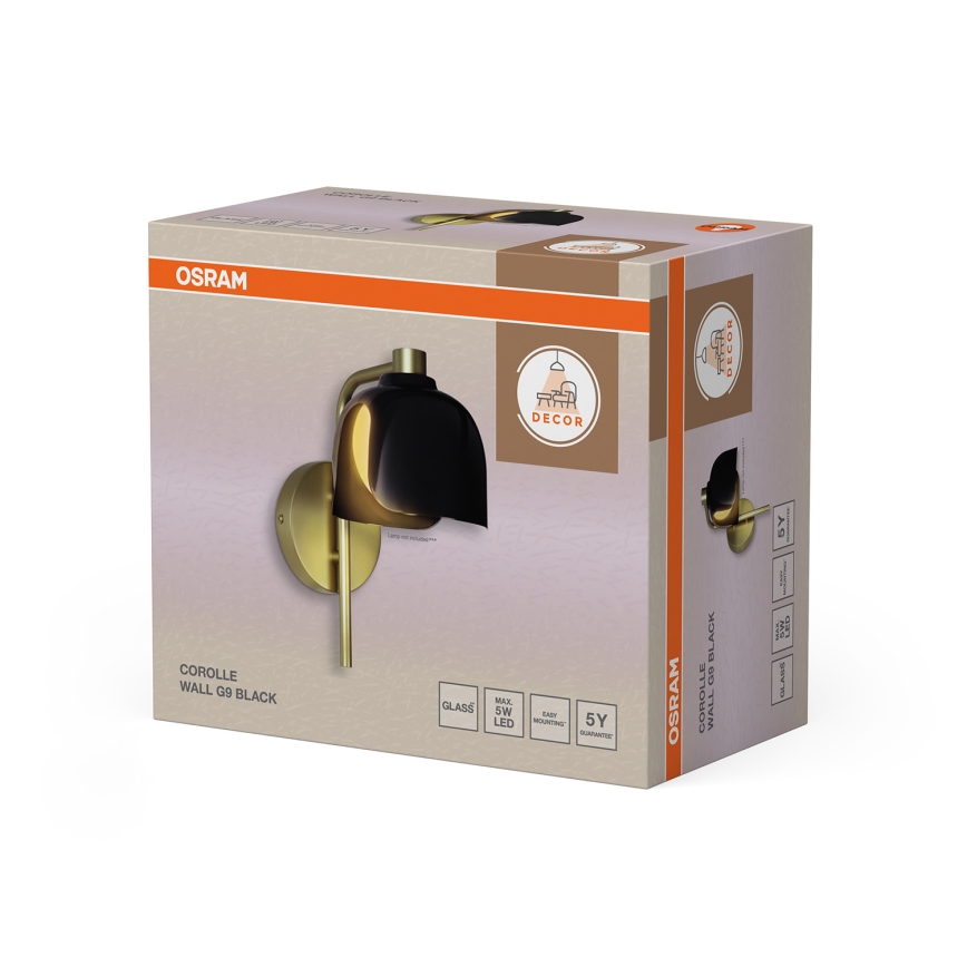 Osram - Aplique de pared DECOR COROLLE 1xG9/20W/230V negro/dorado