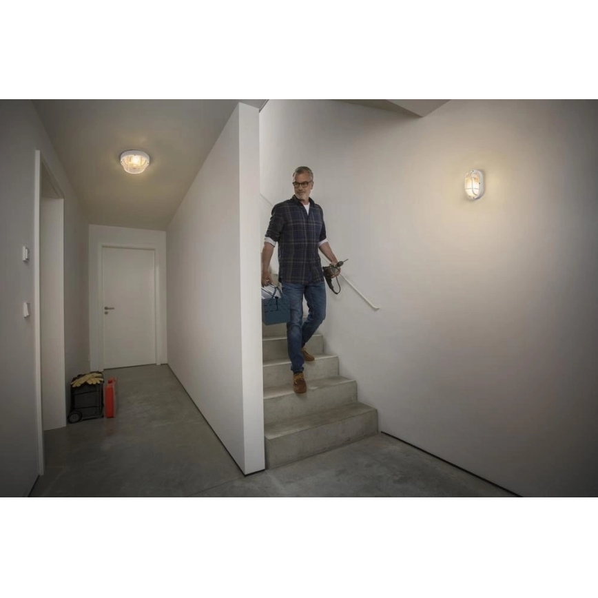 Osram - Aplique de pared exterior BULKHEAD 1xE27/10W/230V IP54 blanco