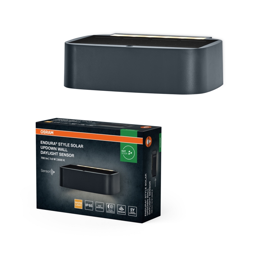 Osram - Aplique solar de pared LED regulable ENDURA STYLE LED/7,6W/4,2V 2000 mAh IP65 antracita