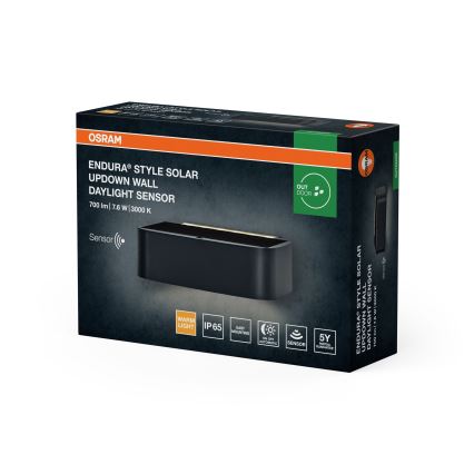 Osram - Aplique solar de pared LED regulable ENDURA STYLE LED/7,6W/4,2V 2000 mAh IP65 antracita