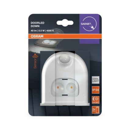 Osram - Aplique de pared LED para exterior con sensor DOORLED LED/0,5W/3xAA IP54 blanco