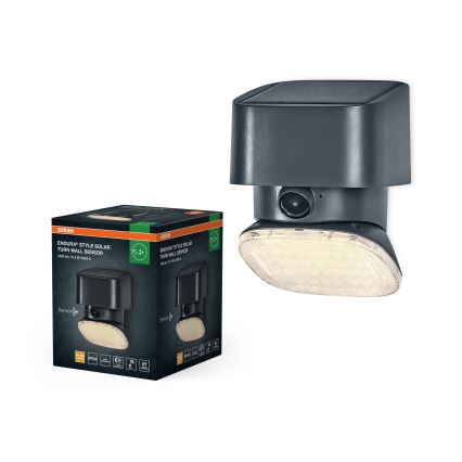 Osram - Aplique de pared solar LED con sensor ENDURA STYLE LED/10,3W/4,2V 2000 mAh IP54 antracita