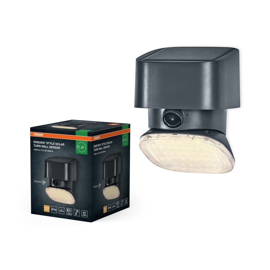 Osram - Aplique de pared solar LED con sensor ENDURA STYLE LED/10,3W/4,2V 2000 mAh IP54 antracita