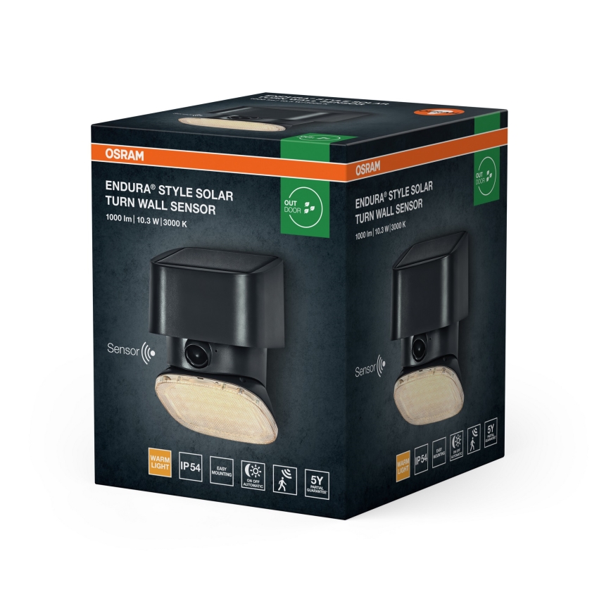 Osram - Aplique de pared solar LED con sensor ENDURA STYLE LED/10,3W/4,2V 2000 mAh IP54 antracita