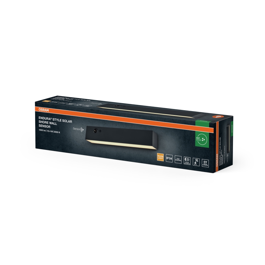 Osram - Aplique solar de pared LED con sensor ENDURA STYLE LED/12,4W/4,2V 2000 mAh IP54 antracita