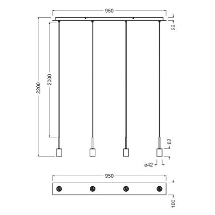 Osram - Cable de alimentación NEEDLE PENDANT 4xE27/25W/230V antracita