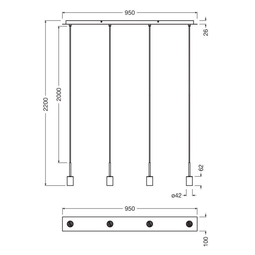 Osram - Cable de alimentación NEEDLE PENDANT 4xE27/25W/230V antracita