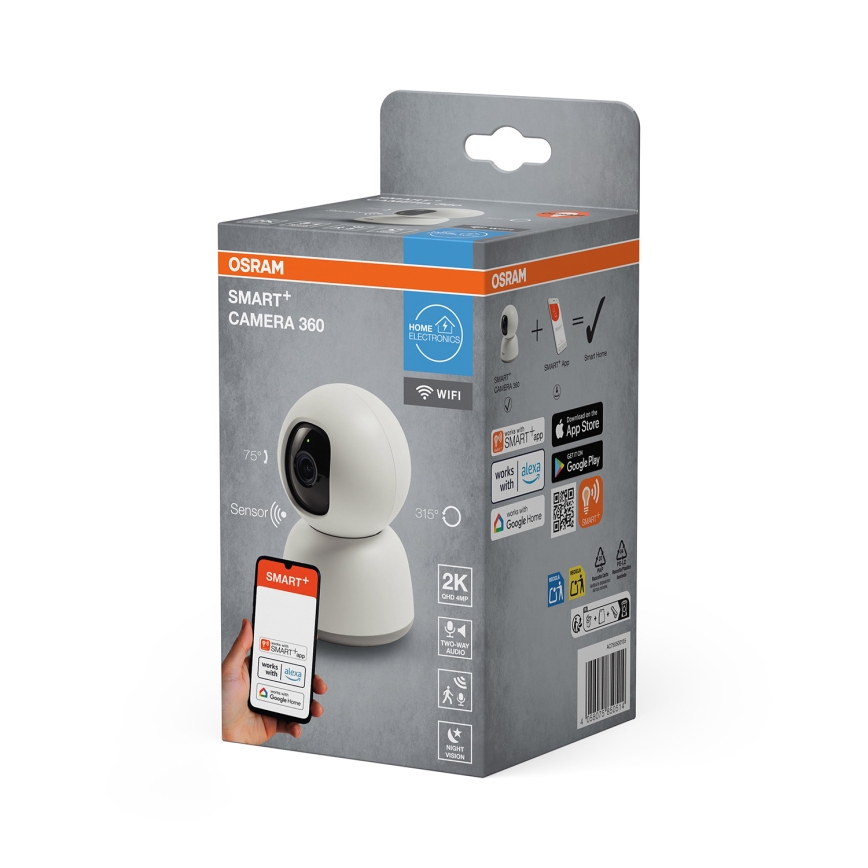Osram - Cámara de interior inteligente 360° con sensor 2K SMART+ 230V Wi-Fi