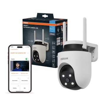 Osram - Cámara inteligente para exterior 360° con sensor 2K SMART+, 230V, IP67 y Wi-Fi
