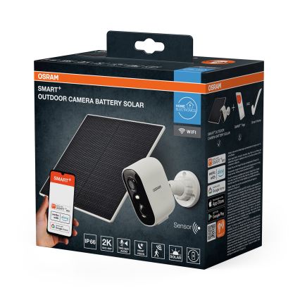 Osram - Cámara solar inteligente SMART+ con sensor 2K, 5V, batería 5200 mAh, IP66, Wi-Fi