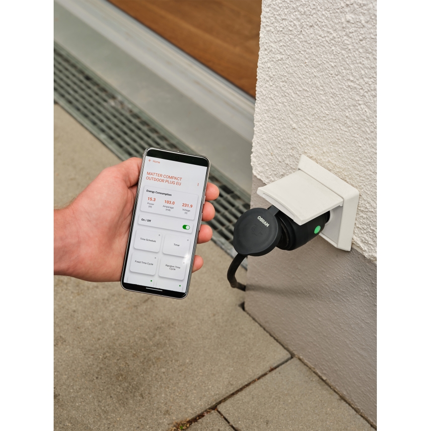 Osram - Enchufe inteligente para exterior SMART+ MATTER SCHUKO 3680W/230V/16A IP44 Wi-Fi