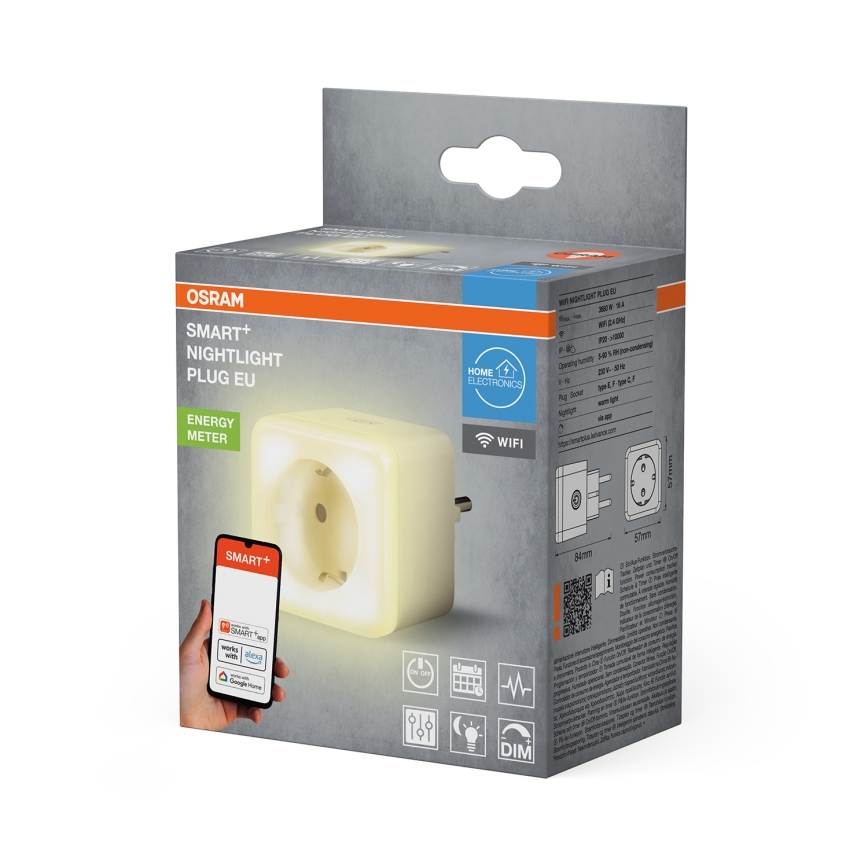 Osram - Enchufe LED regulable con iluminación SCHUKO SMART+ NIGHTLIGHT 3680W/230V Wi-Fi