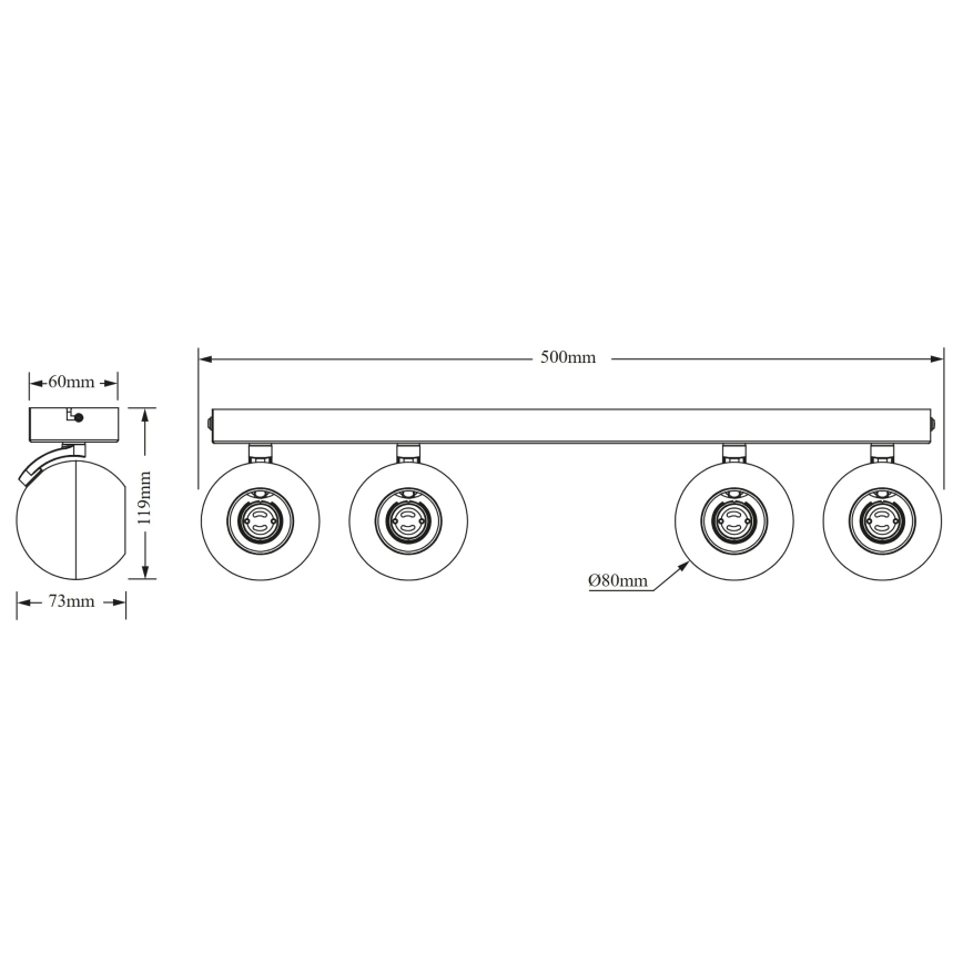 Osram - Foco SPOT SPHERAL 4xGU10/6W/230V, negro