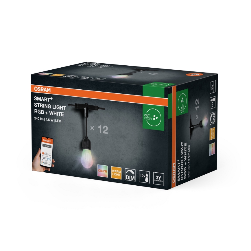 Osram - LED RGB Cadena de luces exterior regulable SMART+ STRING 12xLED/230V 7,47m IP44 Wi-Fi