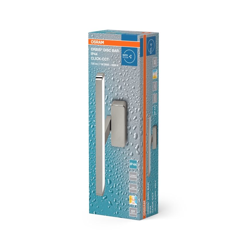 Osram - Barra LED para espejo de baño DISC BAR LED/7W/230V 3000/4000K 40 cm IP44 cromo brillante