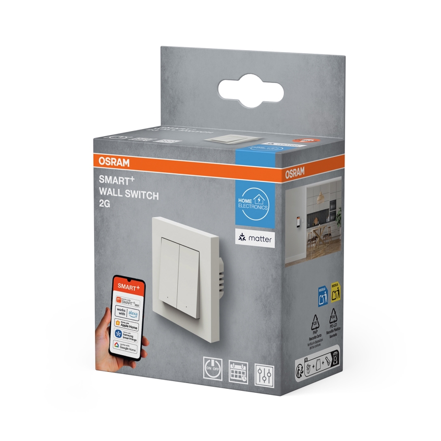 Osram - Interruptor de 2 botones SMART+ MATTER 230V Wi-Fi