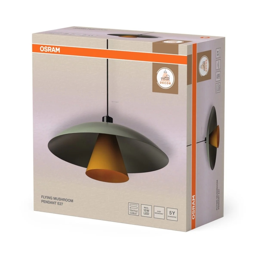 Osram - Lámpara colgante con cable DECOR FLYING MUSHROOM, 1xE27/25W/230V, diámetro 50 cm, verde