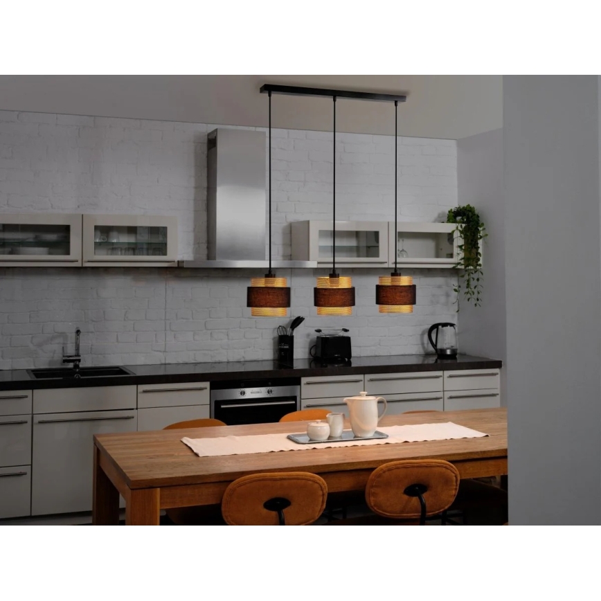 Osram - Lámpara colgante con cable DECOR HORNET 3xE27/10W/230V negro/dorado