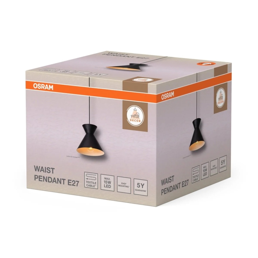 Osram - Lámpara colgante con cable DECOR WAIST 1xE27/40W/230V negra
