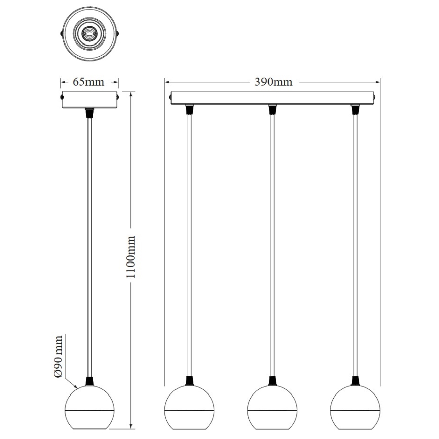 Osram - Lámpara colgante con cable SPOT SPHERAL 3xGU10/6W/230V negra