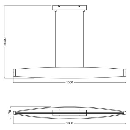 Osram - Lámpara colgante LED con cable DECOR FLAT LED/23W/230V gris