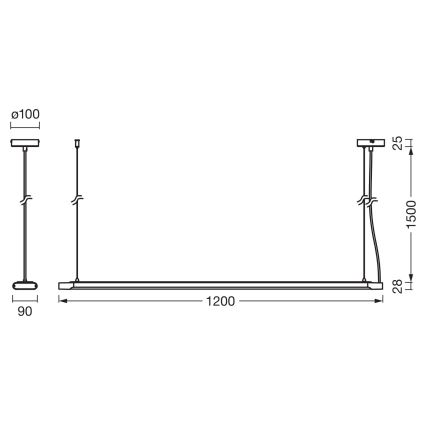 Osram - Lámpara colgante LED regulable suspendida en cable OFFICE LINE LED/40W/230V 4000K 120 cm blanca