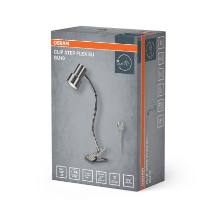 Osram - Lámpara con pinza CLIP STEP FLEX 1xGU10/5W/230V cromo mate