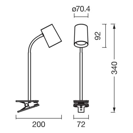 Osram - Lámpara de escritorio con pinza DESK LINE 1xGU10/9W/230V negra