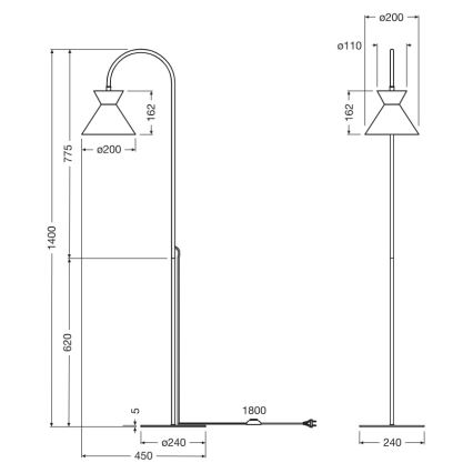 Osram - Lámpara de pie DECOR WAIST 1xE27/40W/230V negra