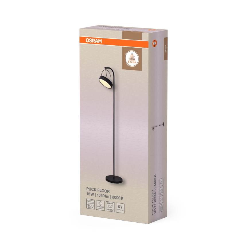 Osram - Lámpara de pie LED DECOR PUCK LED/12W/230V CRI 90 negra