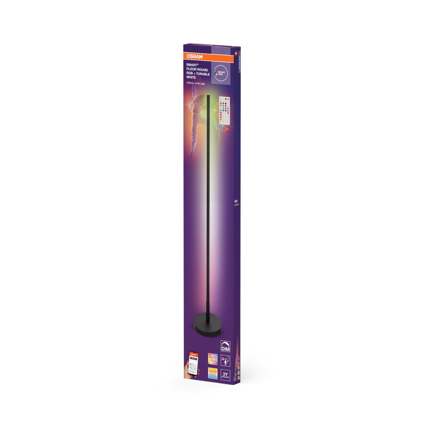 Osram - Lámpara de pie LED RGBW regulable SMART+ FLOOR LED/14W/230V 2700-6500K Wi-Fi negra + mando a distancia