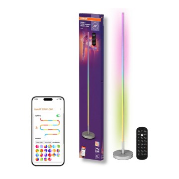 Osram - Lámpara de pie LED RGBW regulable SMART+ MAGIC LED/11,5W/230V 2700-6500K plateada Wi-Fi + control remoto