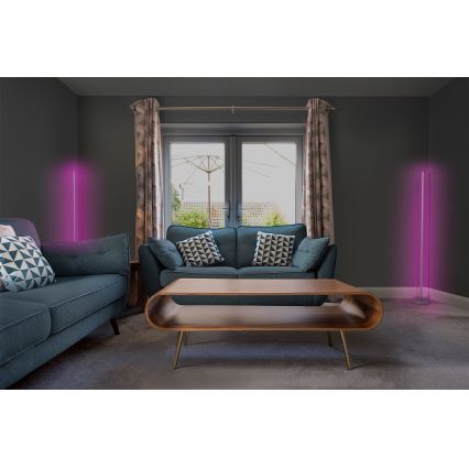 Osram - Lámpara de pie LED RGBW regulable SMART+ MAGIC LED/11,5W/230V 2700-6500K plateada Wi-Fi + control remoto