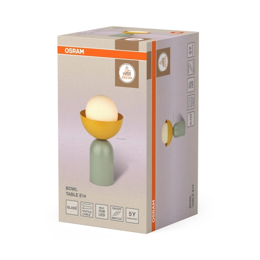 Osram - Lámpara de sobremesa DECOR BOWL 1xE14/25W/230V verde/amarilla