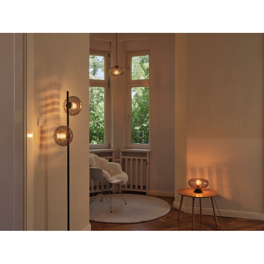 Osram - Lámpara de sobremesa DECOR SMOKE 1xE27/12W/230V negro/gris ahumado