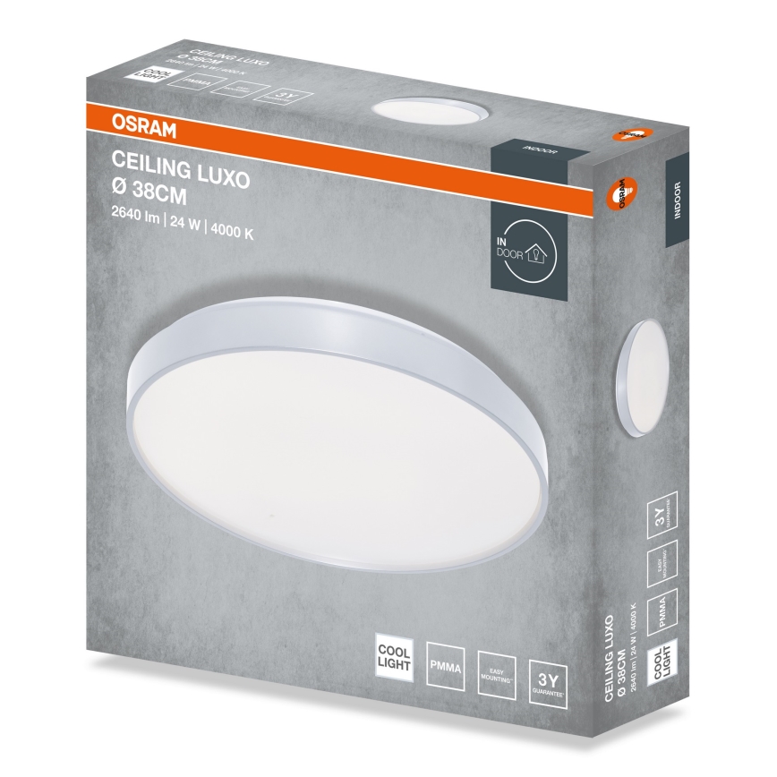 Osram - Lámpara de techo LED CEILING LUXO LED/24W/230V Ø 38 cm plateada