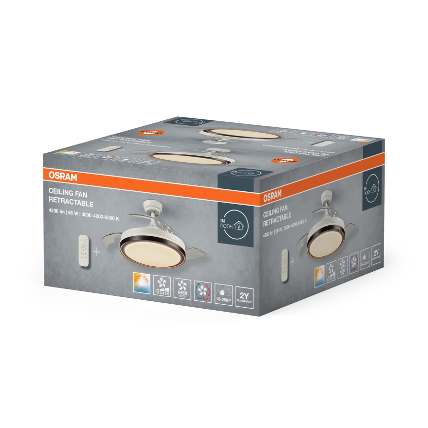 Osram - Lámpara de techo LED con ventilador VENTILADOR DE TECHO LED/66W/230V 3000/4000/6500K blanco + mando a distancia