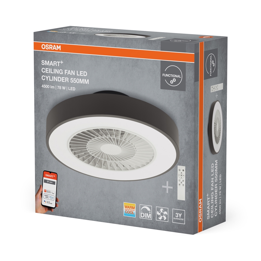 Osram - Lámpara de techo LED regulable con ventilador SMART+ LED/78W/230V 3000-6500K Wi-Fi + mando a distancia